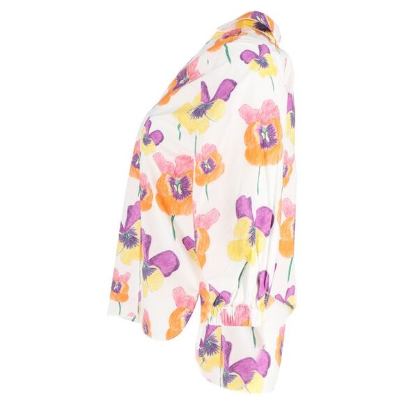 Marni Floral Print V-Neck 3/4 Sleeve Shirt in Multicolor Cotton - Picture 2 of 3